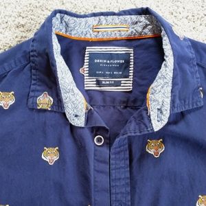 Men's Tiger Print Button Down Shirt